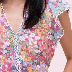 Kate Spade Floral Dots Burnout Top